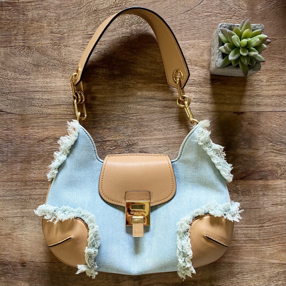MICHAEL KORS Bancroft Denim & Tan Women's Shoulder Bag